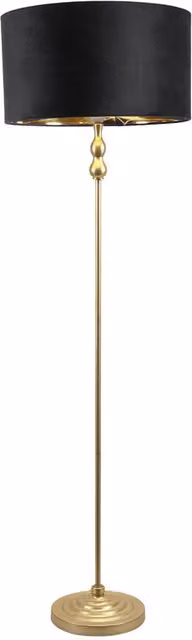 Maggie Gold Candlestick Floor Lamp with Black Velvet and Gold Inner Shade