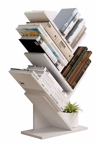 VCM White Wooden Storage Stand and Bookshelf – 1