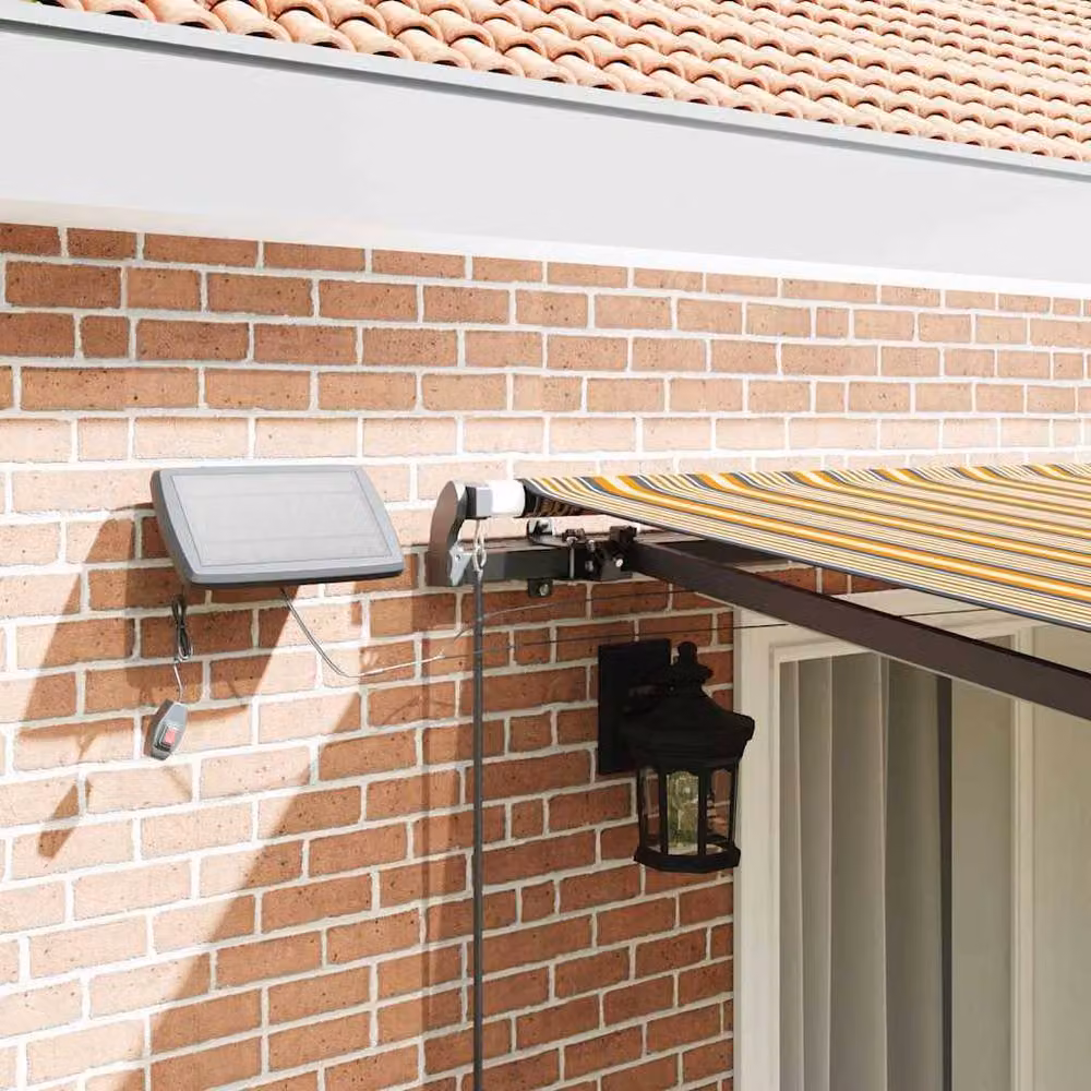 Berkfield Home Manual Retractable Semi-Cassette Awning with LED Multicolour Stripe, Yellow, W: 400 cm, D: 300 cm – 4
