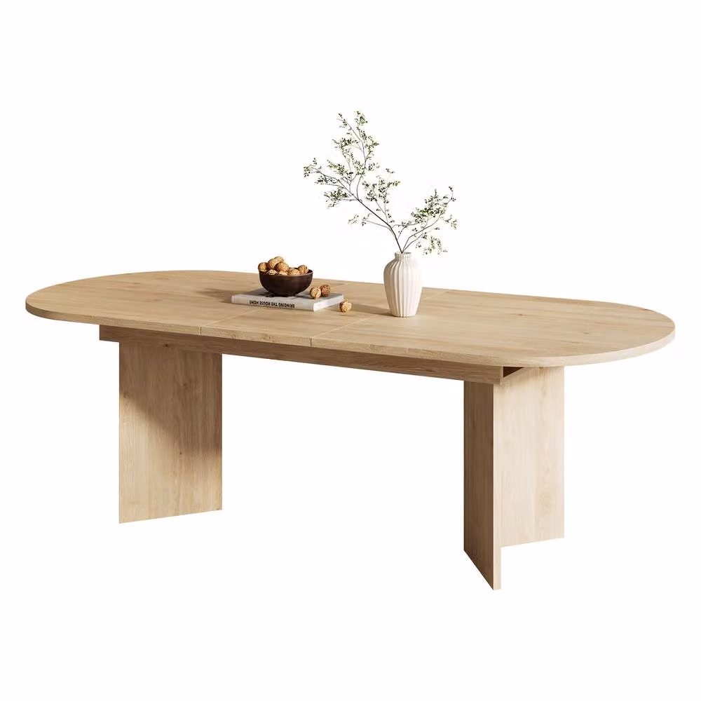 Matteo Oval Extendable Dining Table, 4-6 Seater, Brown Oak Wood Grain Finish, W/D/H: 120 x 40 x 76 cm – 2
