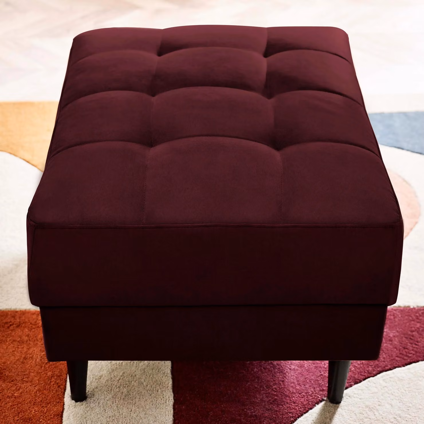 FurnitureboxUK Jade Velvet Chesterfield Footstool in Red – 3