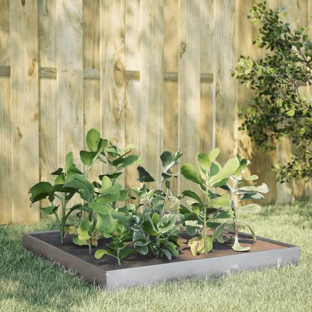 Berkfield Home Garden Galvanised Steel Raised Bed in Silver, W/D/H: 100 x 100 x 18.5 cm – 2
