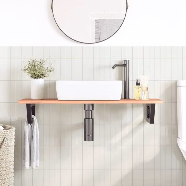 Berkfield Home Elegant Wall Mounted Basin Shelf in Brown Oak and Black Metal