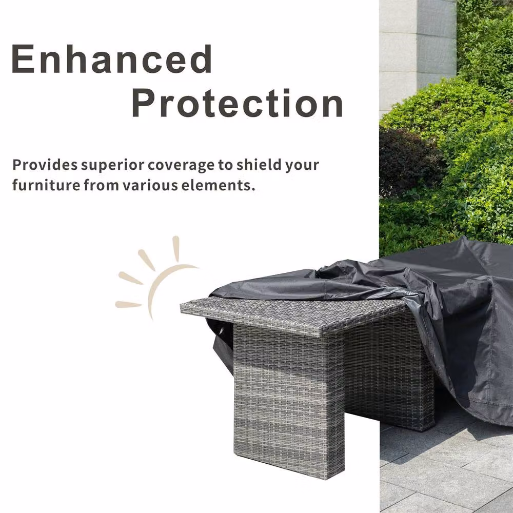 Direct Wicker Black Water Repellent Polyester Outdoor Sofa Conversation Set Covers – 7