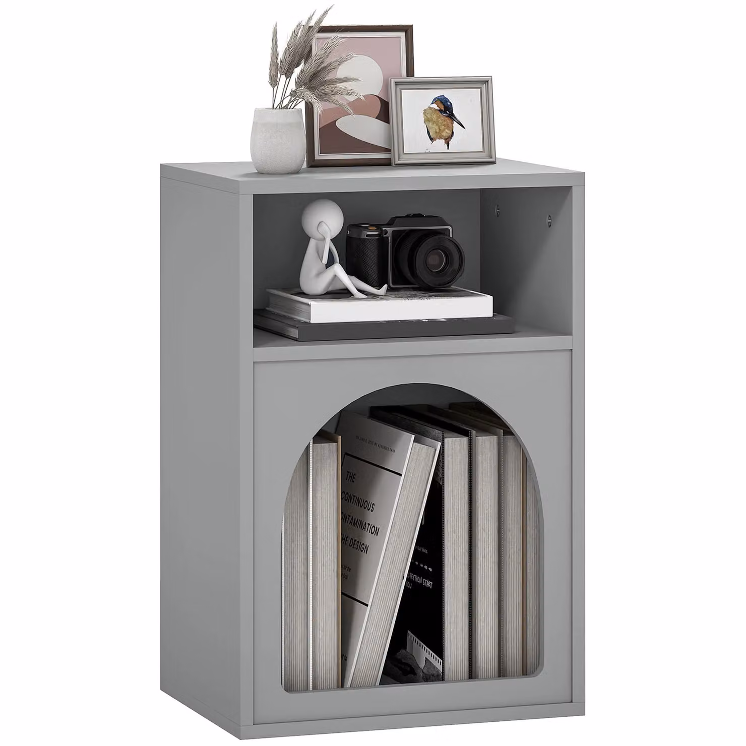 HOMCOM Modern Bedside Cabinet with Integrated Lighting in Grey – 2