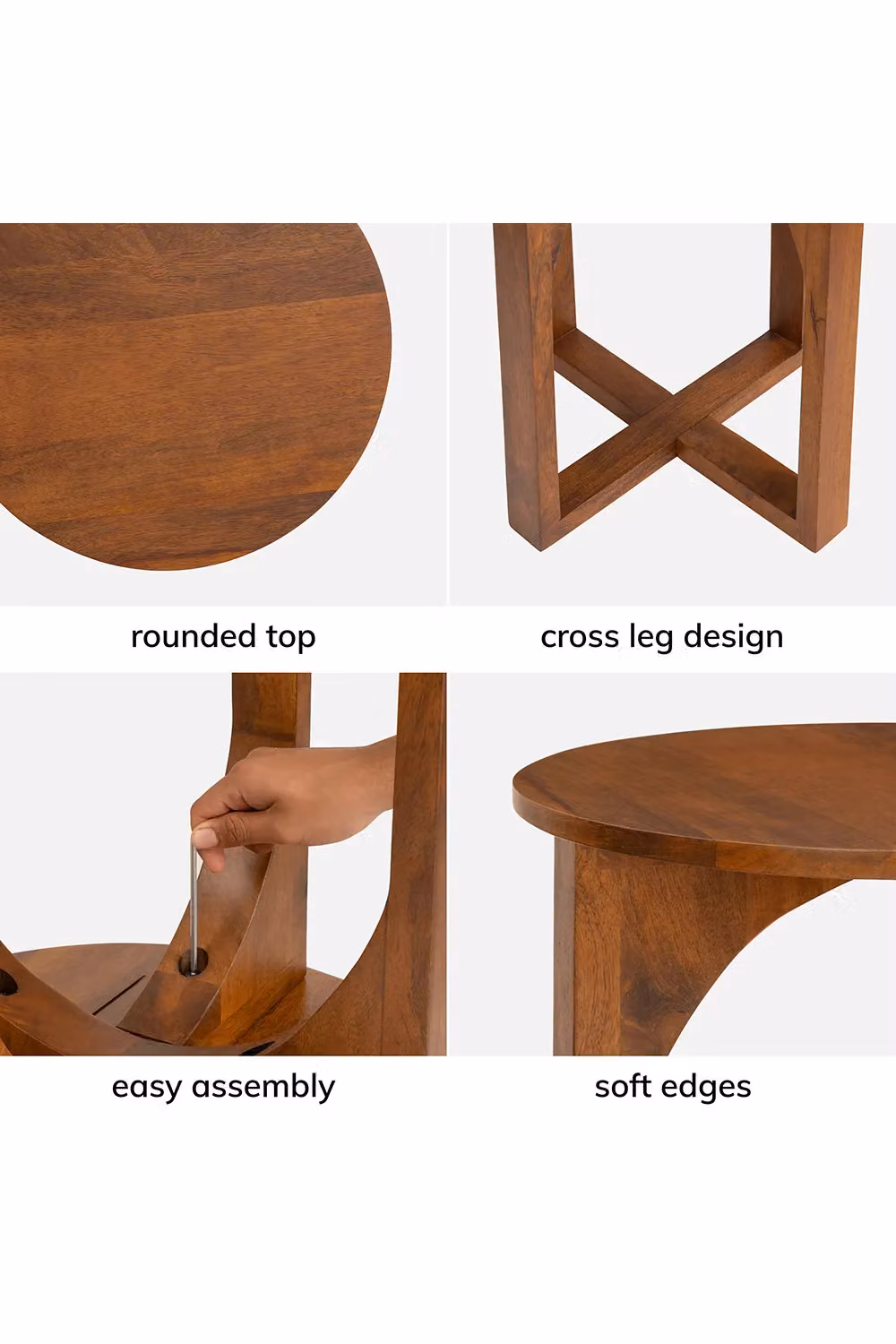 MH London Viera Round Solid Mango Wood Side Table in Walnut – 3