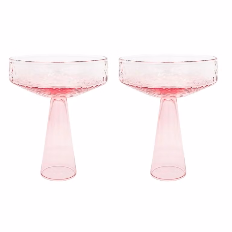 Brut Homeware Claude Champagne Cocktail Glass Set of 2, Pink