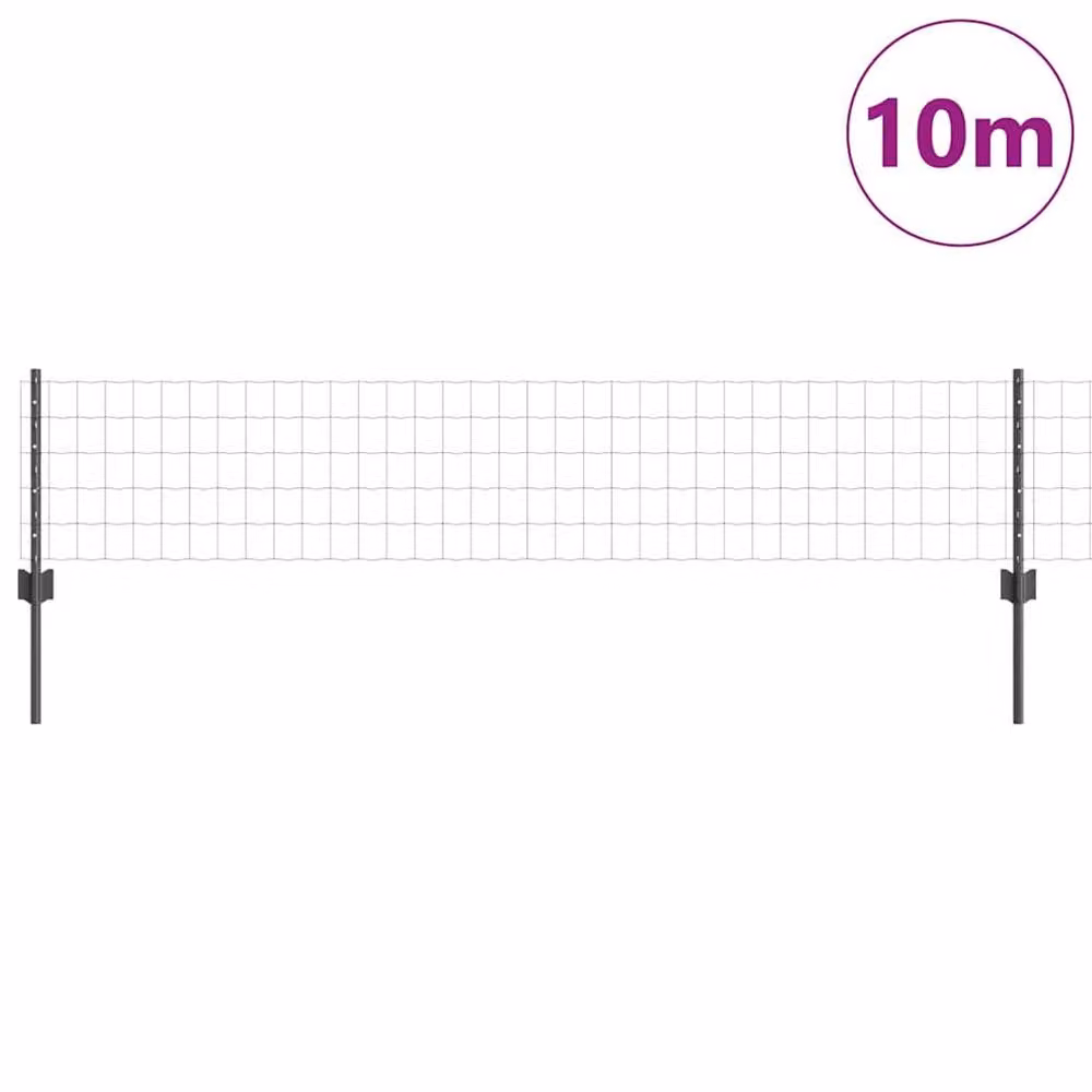 Berkfield Home Euro Fence Steel U-Profile with 5 U Posts, Grey, W: 10 m, H: 0.8 m, D: 0.4 m – 2