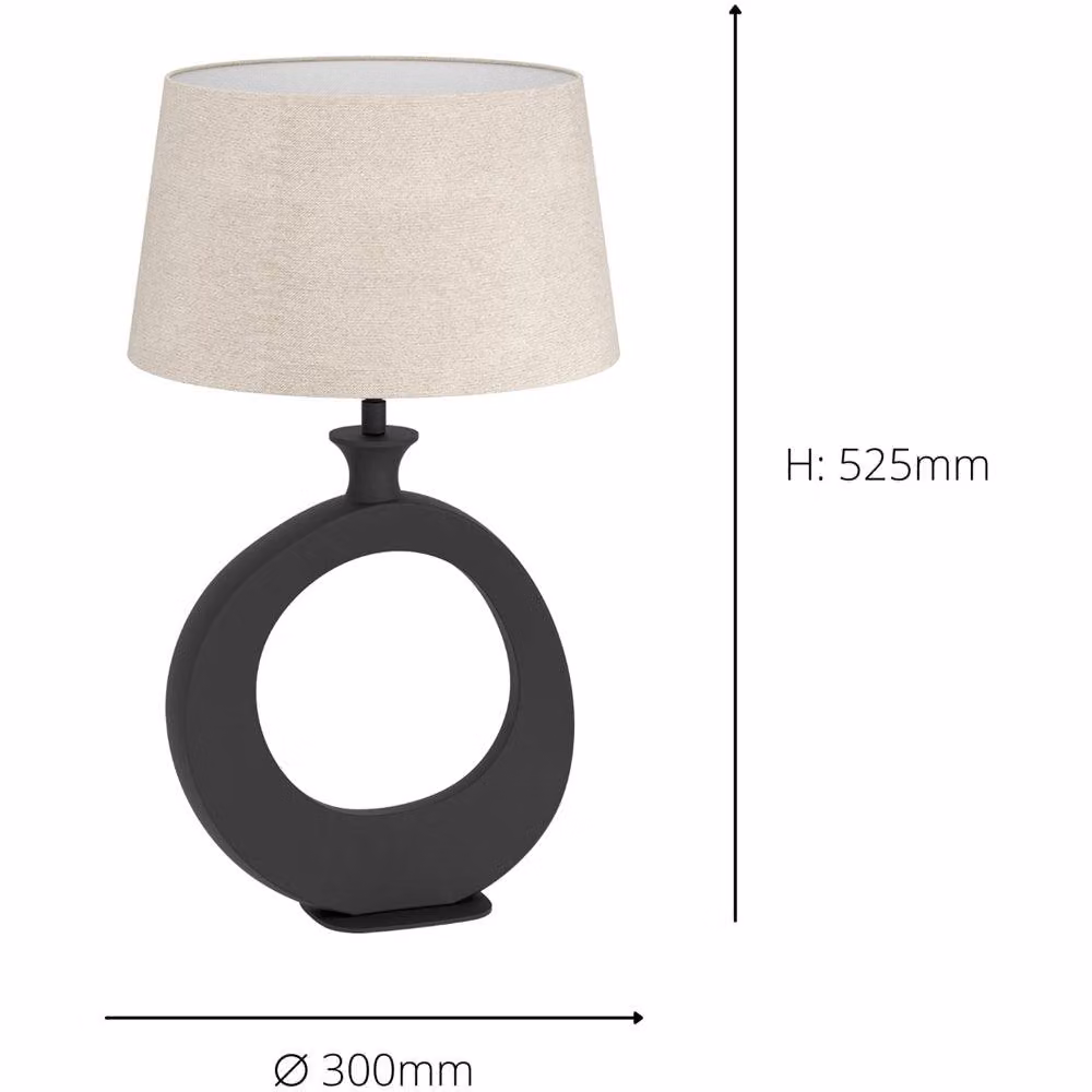 Loops Modern Black Metal Table Lamp with Beige Fabric Shade – 4