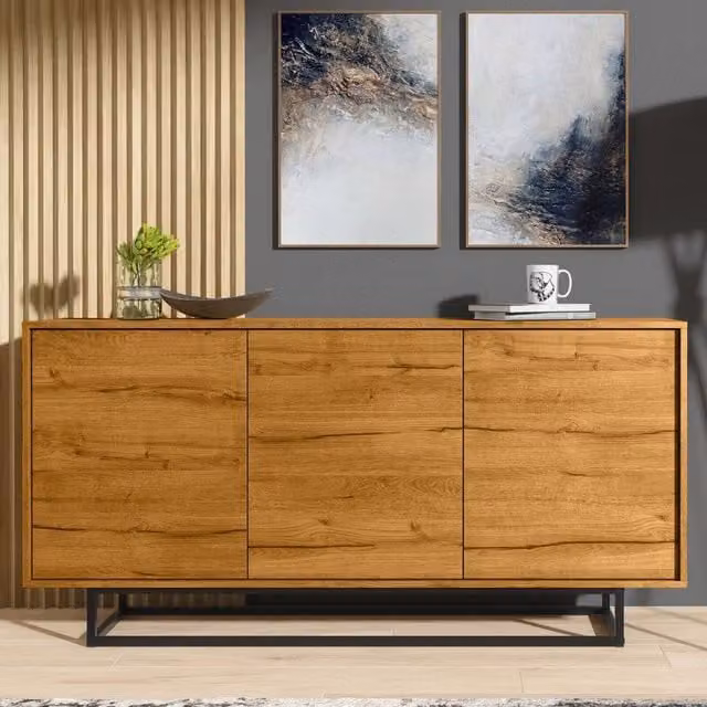 Creative Furniture Halo Loft Style Industrial Sideboard in Oak and Black