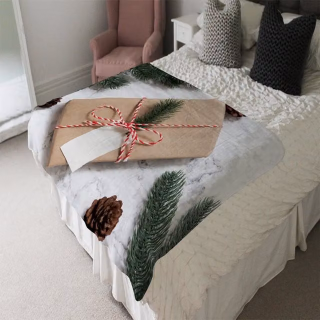 Benjamin Tate Design LTD Gold Christmas Gift Box Soft Blanket
