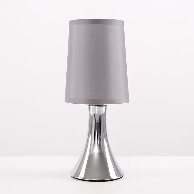 ValueLights Trumpet Touch Table Lamp in Grey and Chrome
