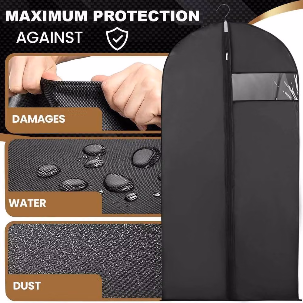 NESTLUNE Black Garment Carrier Bag for Suits, Coats and Dresses, W/D/H: 5 x 5 x 101 cm – 5
