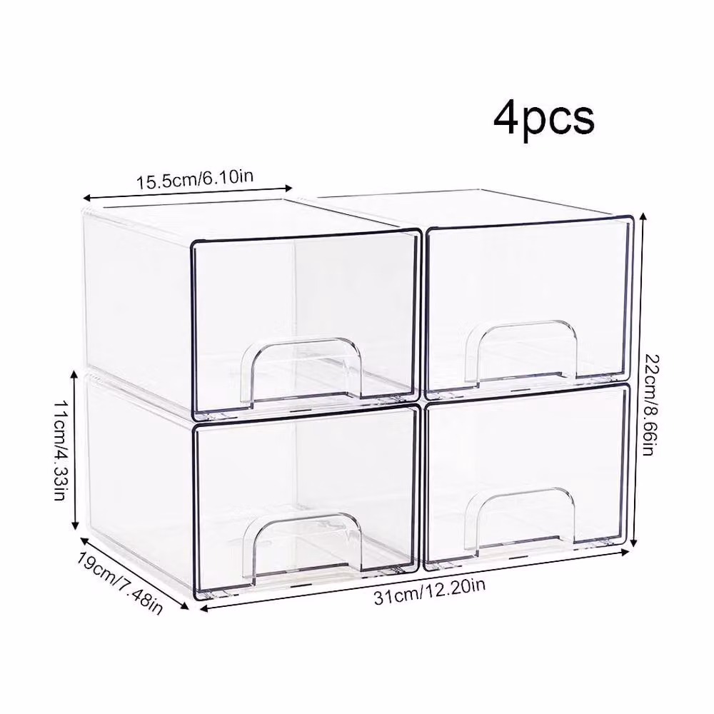 KORVIXA 4-Piece Stackable Transparent Acrylic Storage Boxes – 2