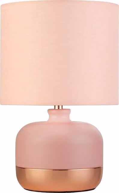 Lighting Collection Pink and Copper Fabric Table Lamp