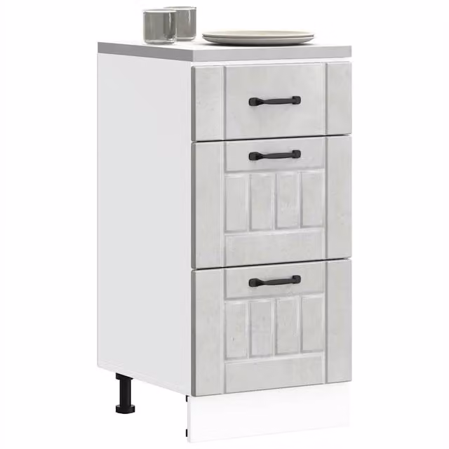 Berkfield Home Lucca Kitchen Base Cabinet in Concrete Grey Engineered Wood, H 81.5 x W 46.0 x D 40.0 cm