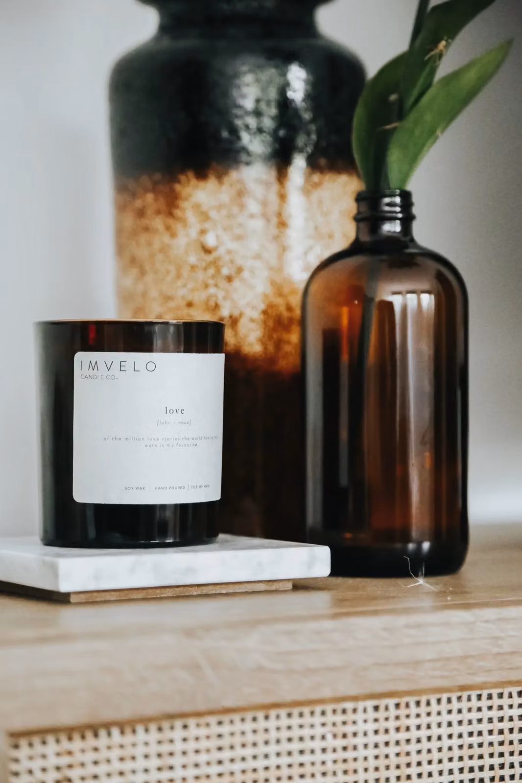 Imvelo Candle Co Definition Love Relaxing Essential Oil Votive Candle in Amber Glass – 2