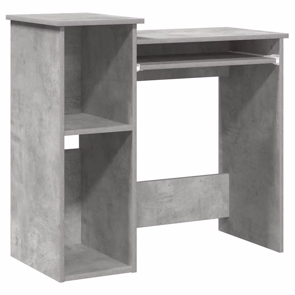 Berkfield Home Computer Desk with Shelves in Concrete Grey, W/D/H: 84 x 40 x 78 cm – 2