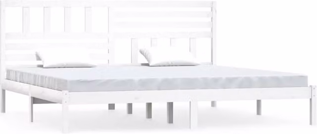 Berkfield Home White Solid Pine Wood Bed Frame, W/D/H: 200 x 200 cm