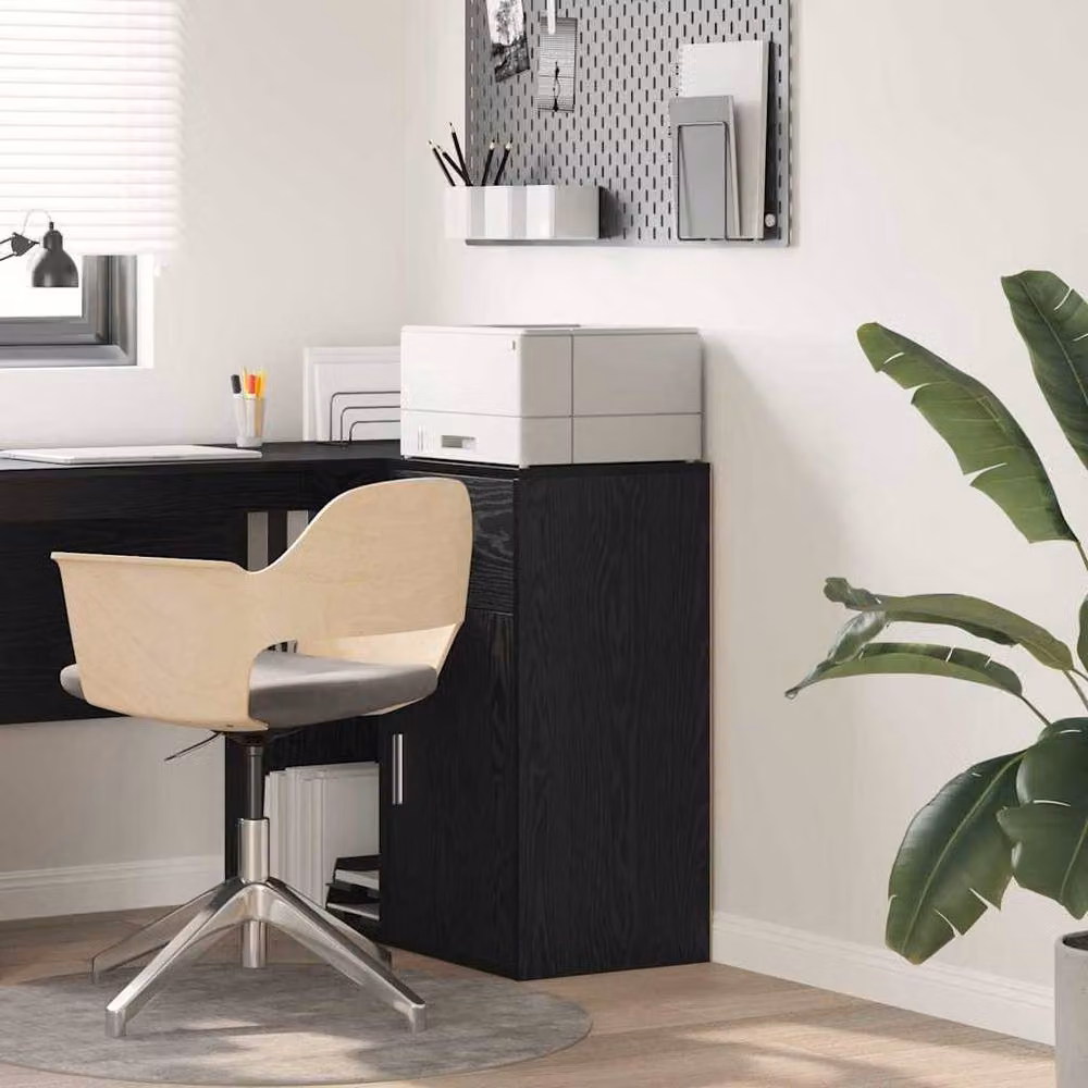 Berkfield Home Modern Black Oak Storage Cabinet in Black Oak Veneer and MDF – 2