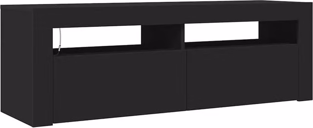 Berkfield Home Modern Black TV Cabinet with Integrated LED Lighting W/D/H: 120 x 35 x 40 cm