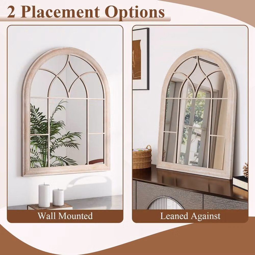 Costway Farmhouse Window Pane Decorative Wall Mounted Mirror in Grey – 3