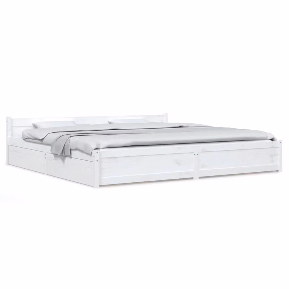 Berkfield Home Modern White Wood Bed Frame with Drawers, W/D/H: 180 x 200 cm – 2