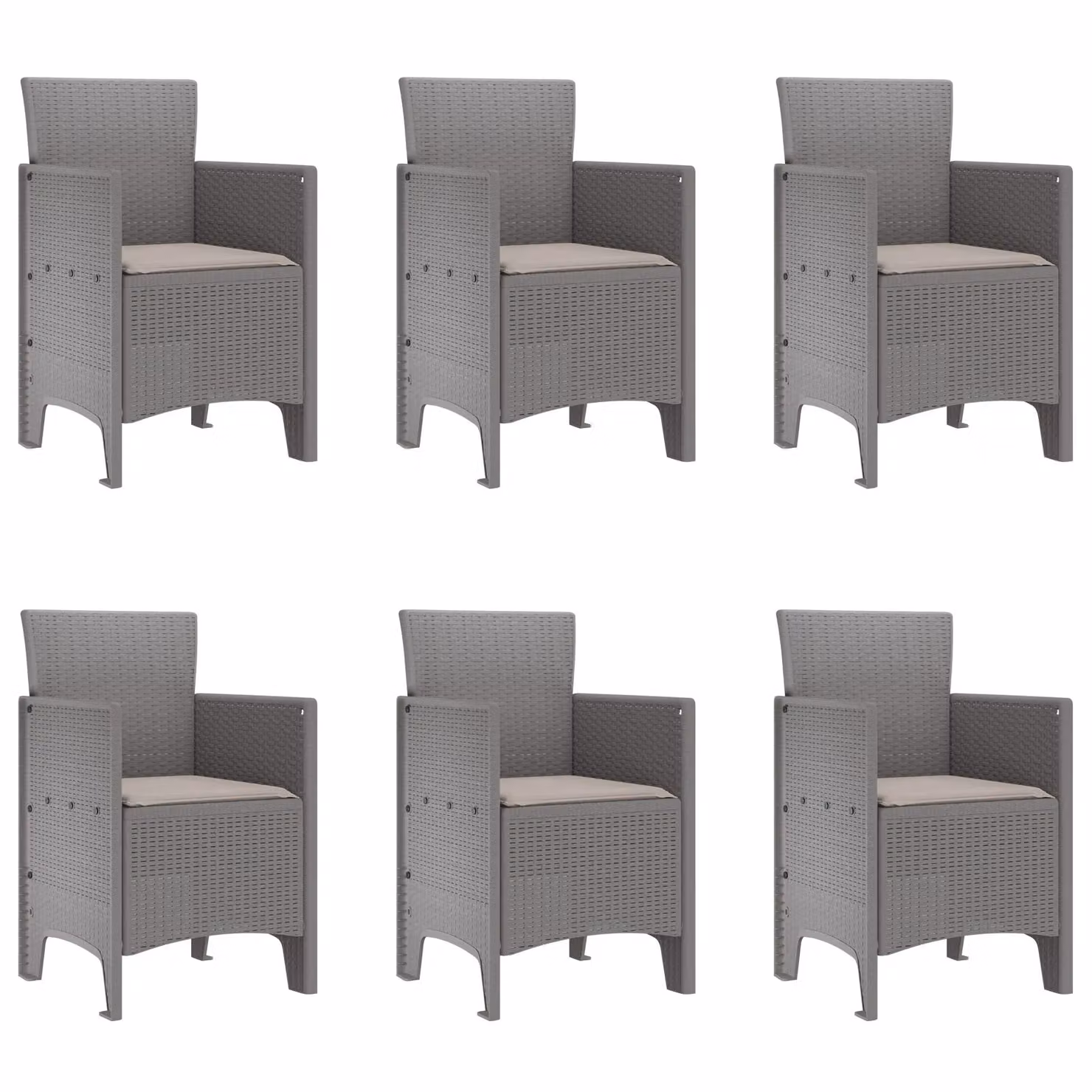 Berkfield Home 7 Piece Modern Poly Rattan Garden Dining Set with Cushions in Grey – 3