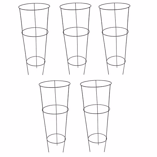 Garden Gear Black Metal Conical Plant Supports for Taller Flowers, H60 x W18 x D25-22 cm (5 Pack) – 1