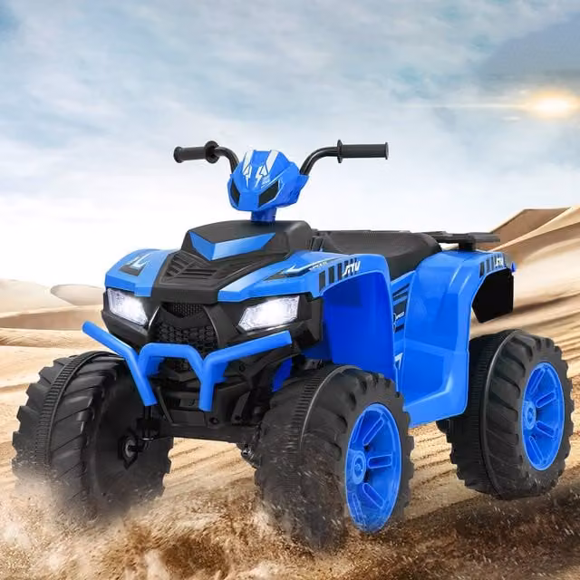 Costway Kids Electric Ride on ATV Toy Car in Blue with Light and Sound Effects