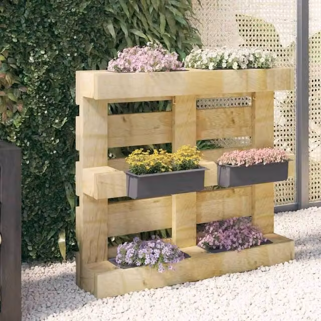 Berkfield Home Durable Plastic Flower Boxes for Euro Pallets, Grey, 12 Pieces, W: 36 cm, D: 13.5 cm, H: 9.5 cm