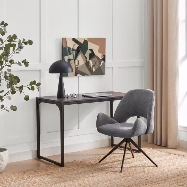 FurnitureboxUK Layla Grey Fabric Swivel Office Chair