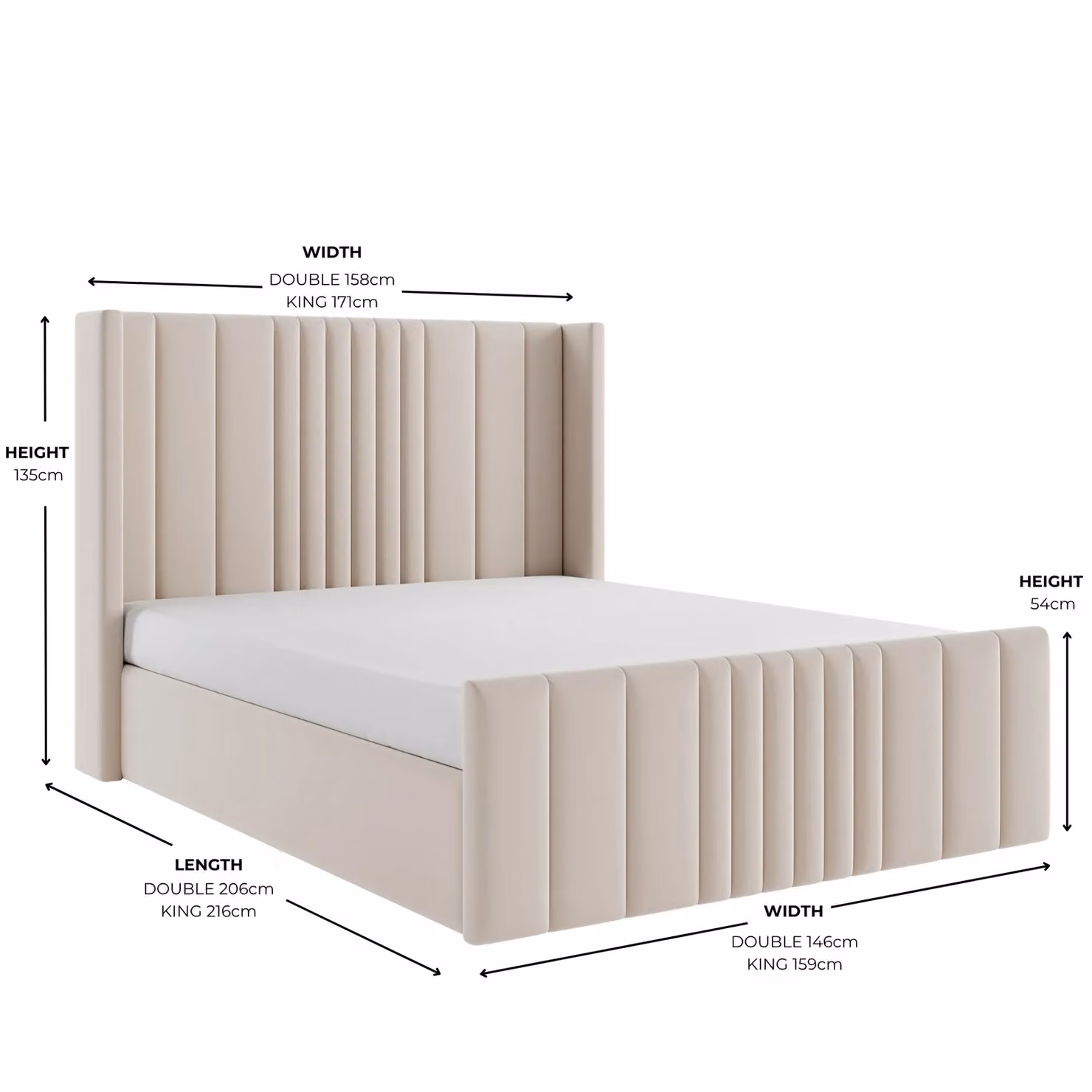 Modish Furnishing Mika Cream Velvet Upholstered Ottoman Storage Bed, W/D/H: 140 x 200 x 158 cm – 2