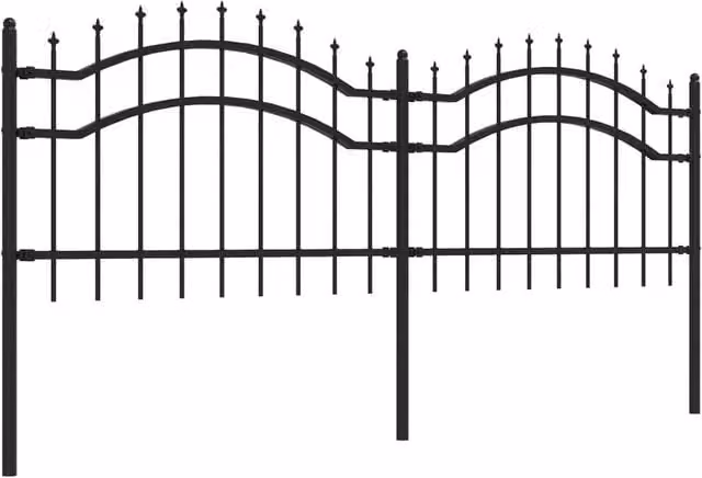 Berkfield Home Spear Top Garden Fence, Black Powder-coated Steel, Height: 115 cm – 1