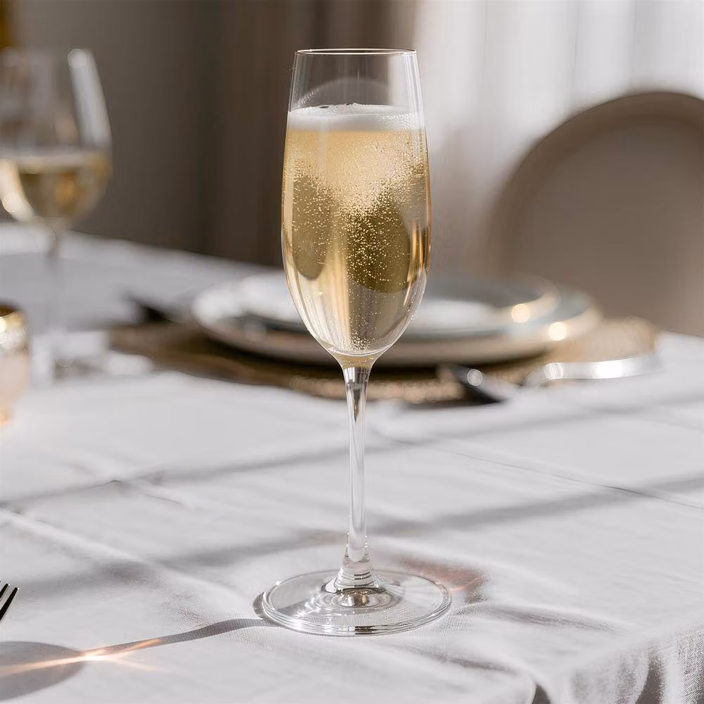 Argon Tableware Mayfair Lead-Free Crystal Champagne Flutes, 210ml, Pack of 6, Transparent – 3