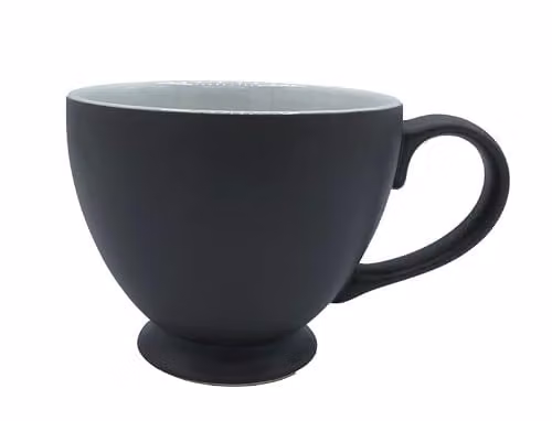 GM Garden and Home Set of 6 Black Stoneware Teacups, W: 11 cm, D: 15 cm, H: 9 cm