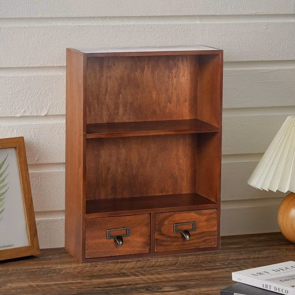 KORVIXA Vintage Wood Small Cabinet Storage Box in Brown W/D/H: 100 x 100 x 100 cm – 3
