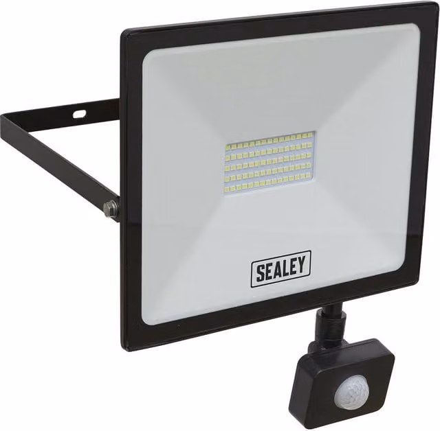Loops Extra Slim LED Floodlight with PIR Motion Sensor, 50W, 4500 Lumens, IP65 Rated, Black
