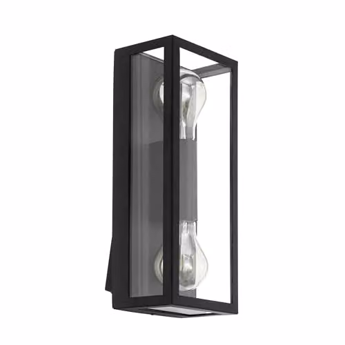 Eglo Alamonte 1 Black Metal and Glass IP44 Outdoor Wall Light – 1