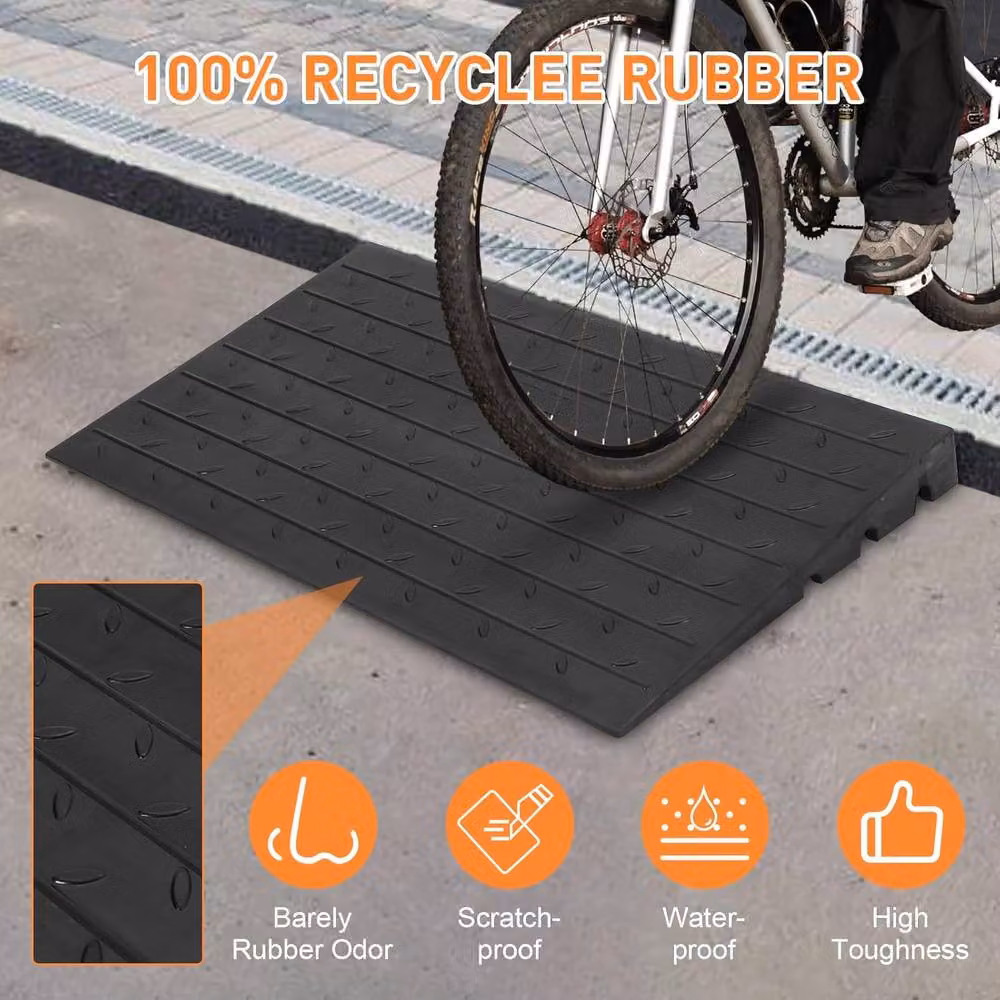 London Boutique Heavy Duty Rubber Threshold Curb Ramp in Black – 5