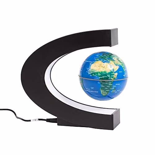 Menkind RED5 Magical Gravity-Defying LED Floating Globe Light in Multicolour and Black – 1