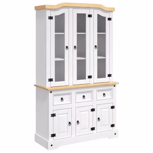 vidaXL Corona Highboard in White Solid Mexican Pine, W/D/H: 112 x 43 x 191.5 cm – 1