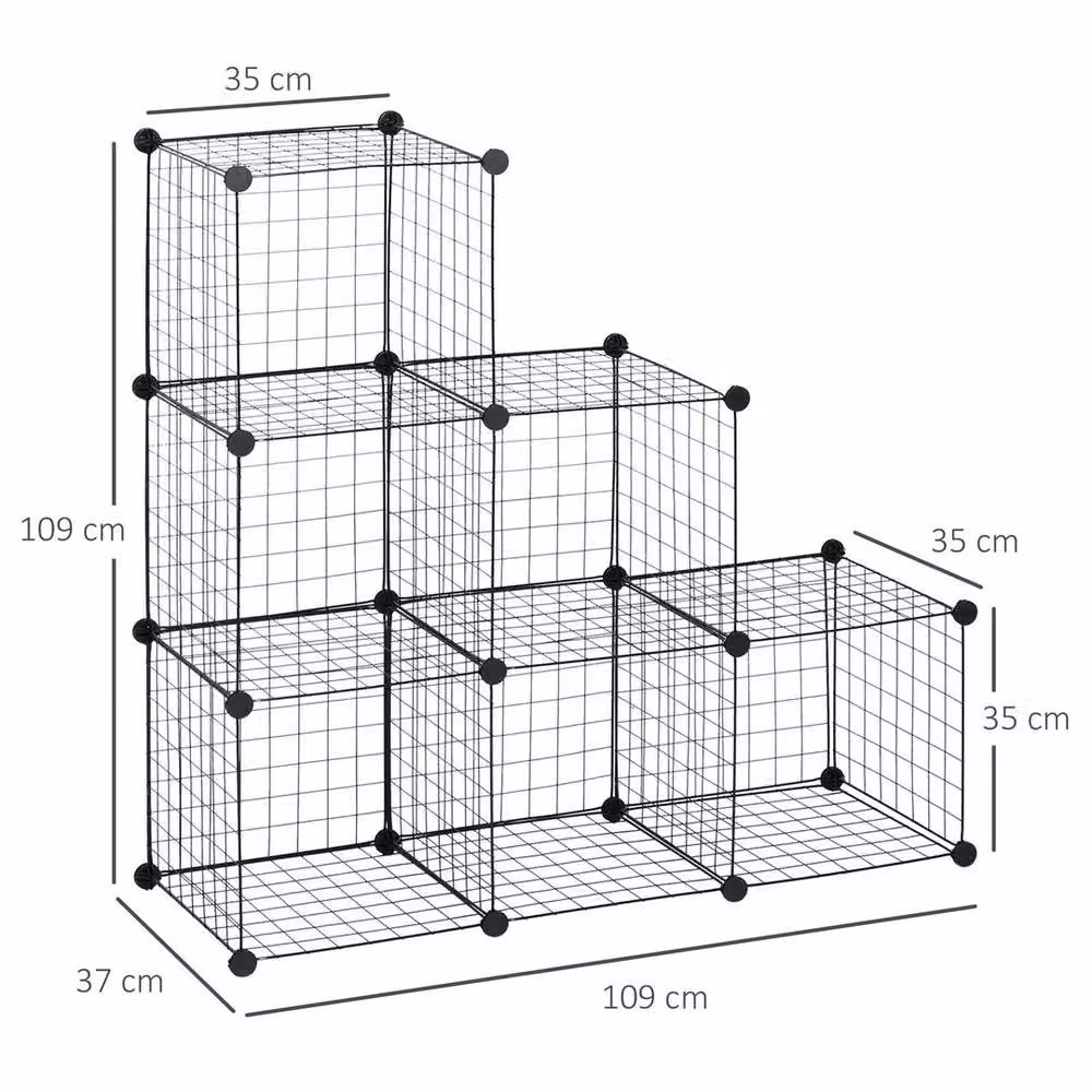 EONLION 6 Cube Metal Wire Rack in Black, Width: 100 cm – 2