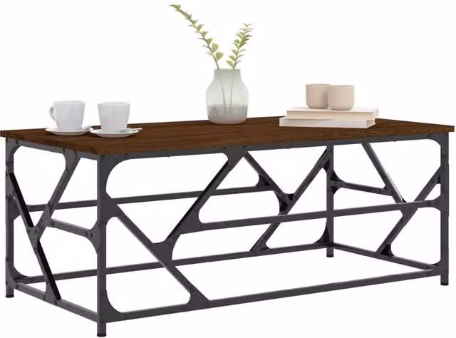 Berkfield Home Decorative Coffee Table in Brown Oak, W/D/H: 100 x 50 x 40 cm – 1