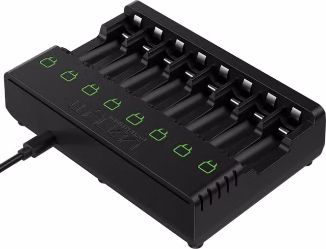 Venom Battery Charging Dock for Rechargeable AA or AAA Batteries, Black