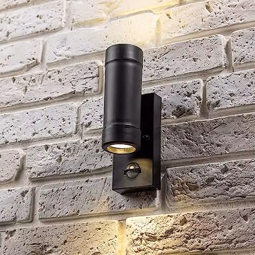 CGC Lighting Valentine Black Outdoor Up and Down GU10 Wall Light with PIR Motion Sensor – 3
