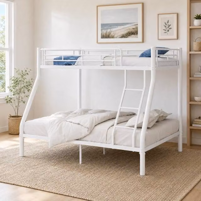 STILVORA Modern Metal Childrens Bed Frame, White, W/D/H: 90 x 190 x 139 cm