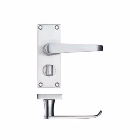 Golden Grace Victorian Lever Privacy Toilet Handle in Brushed Satin Chrome