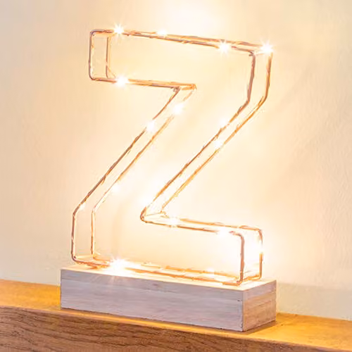 Echo Three LED Alphabet Wire Frame Letter Light Z in Gold, H: 22.0 cm, W: 16.0 cm, D: 5.0 cm – 3