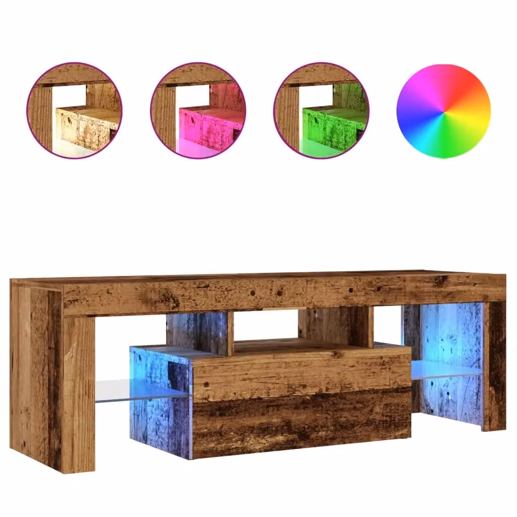 Berkfield Home Modern TV Cabinet with Integrated LED Lights in Brown, W: 120 cm, D: 40 cm, H: 36.5 cm – 2